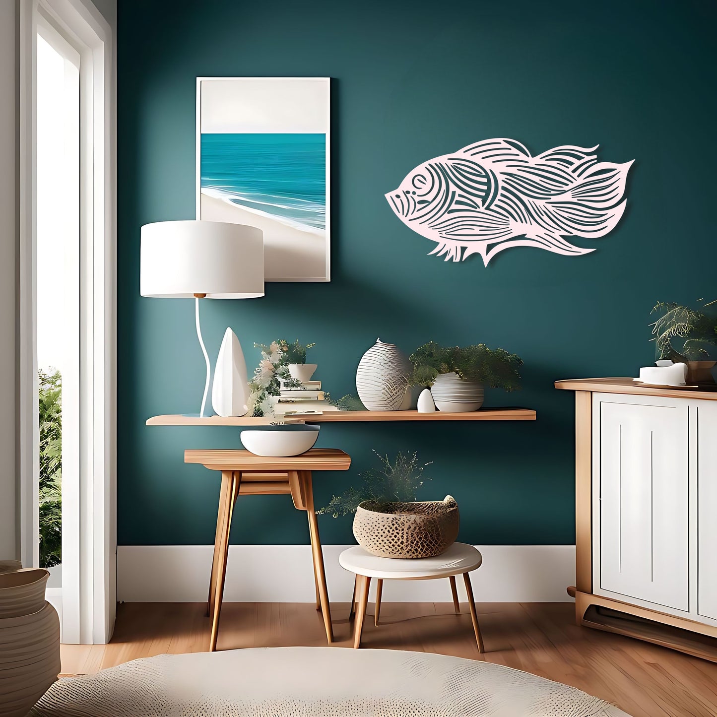 Flowing Lines of the Sea - Abstract Fish Metal Wall Art