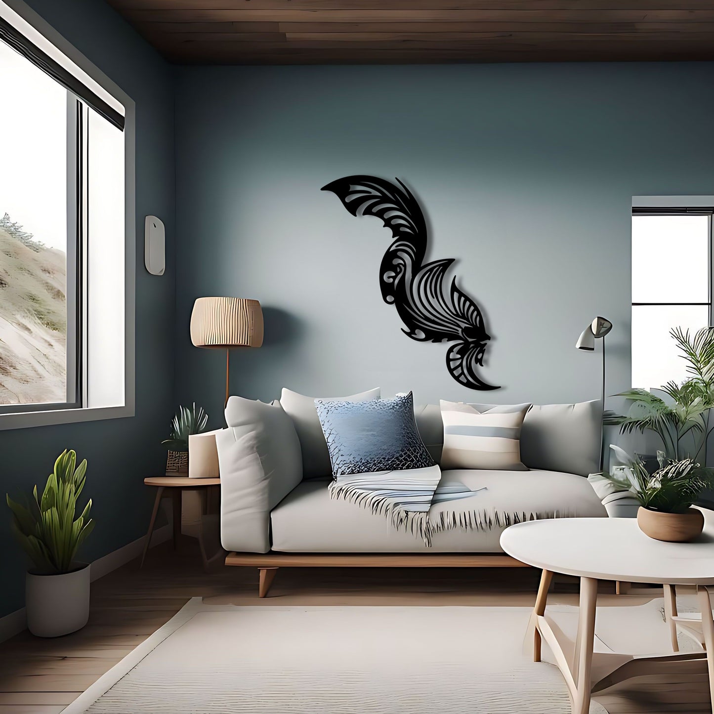 Intricate Betta Fish Silhouette Metal Wall Art for Home Decor