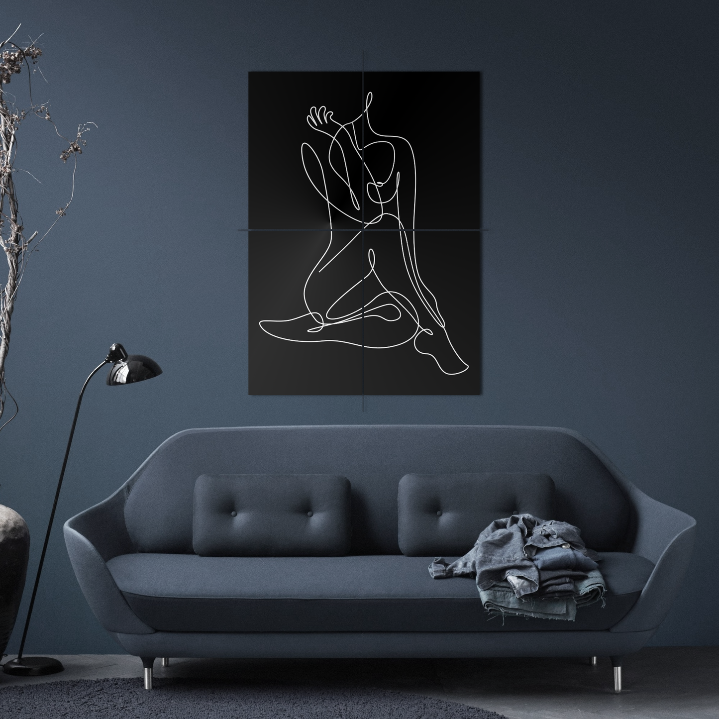 One Line Art Woman Metal Poster