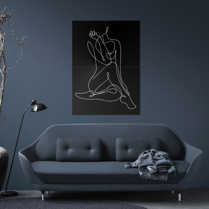 One Line Art Woman Metal Poster