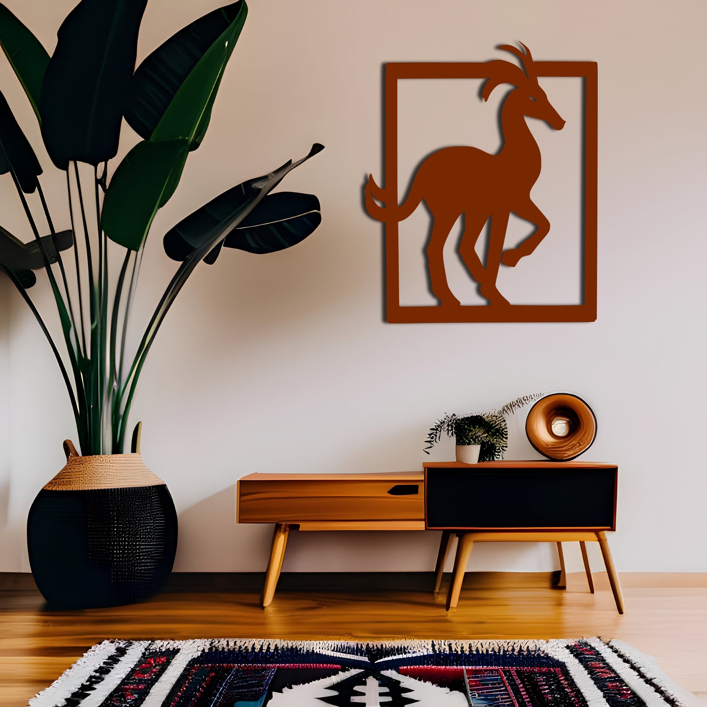 Kokopelli Antelope Rectangle Border Wall Decor