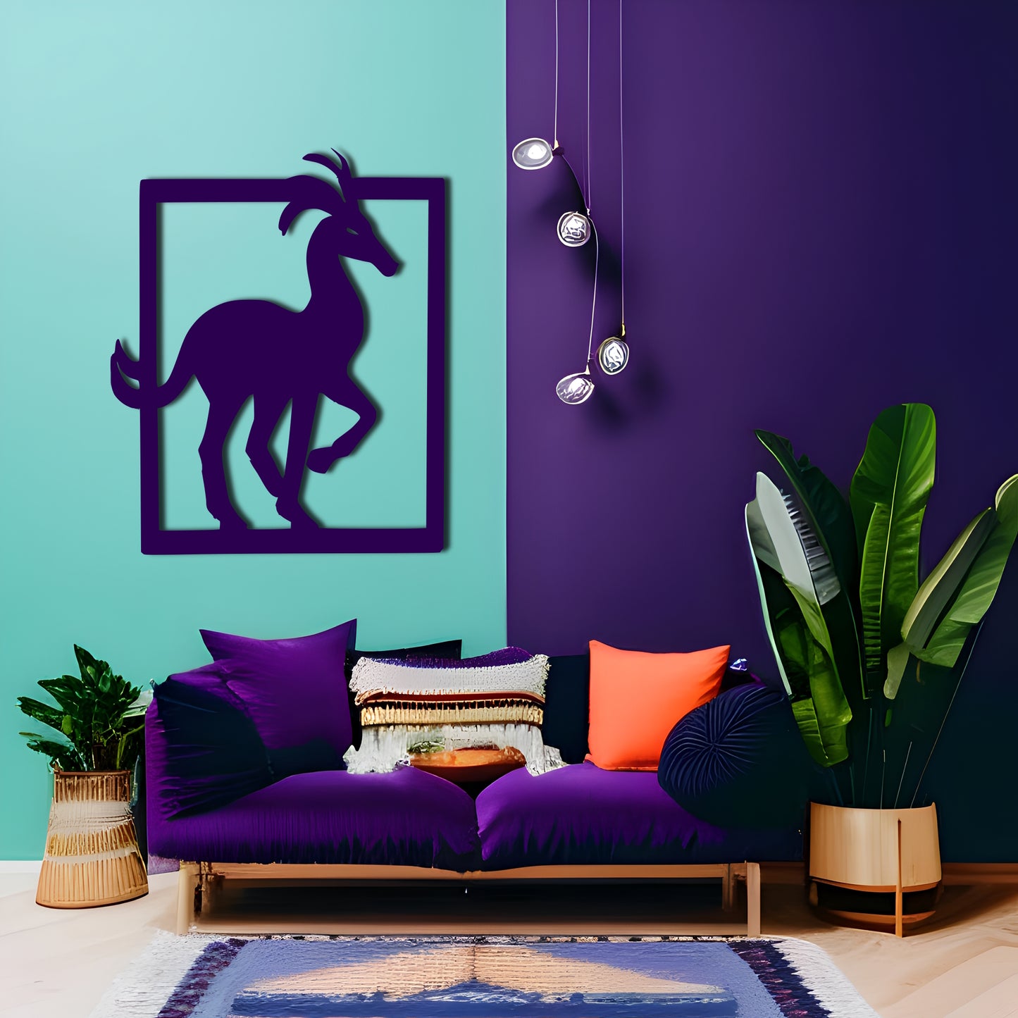 Kokopelli Antelope Rectangle Border Wall Decor