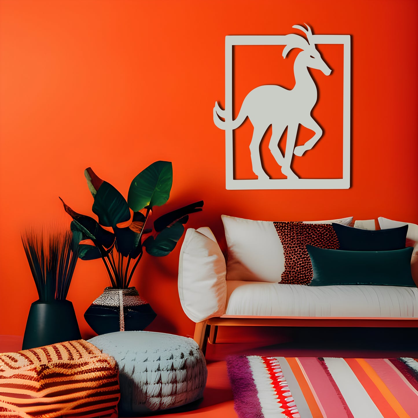 Kokopelli Antelope Rectangle Border Wall Decor