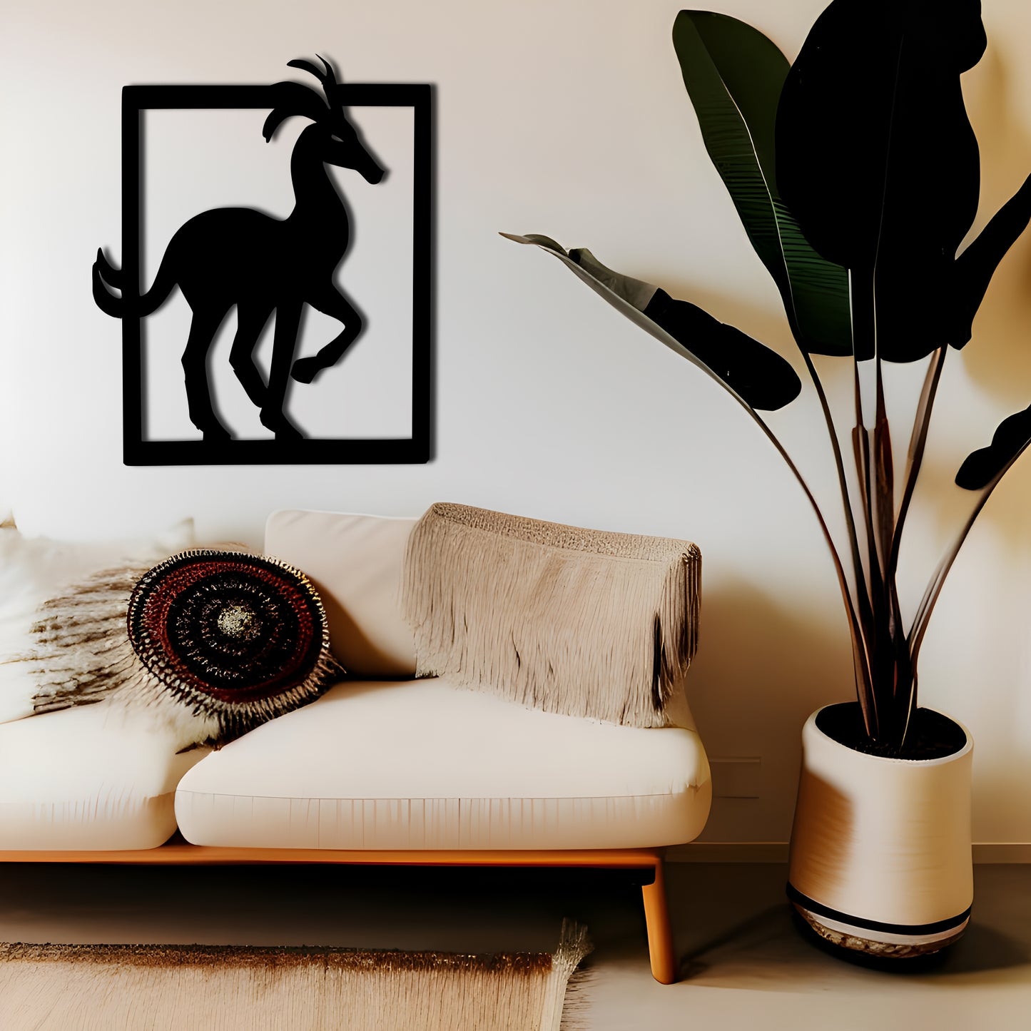 Kokopelli Antelope Rectangle Border Wall Decor