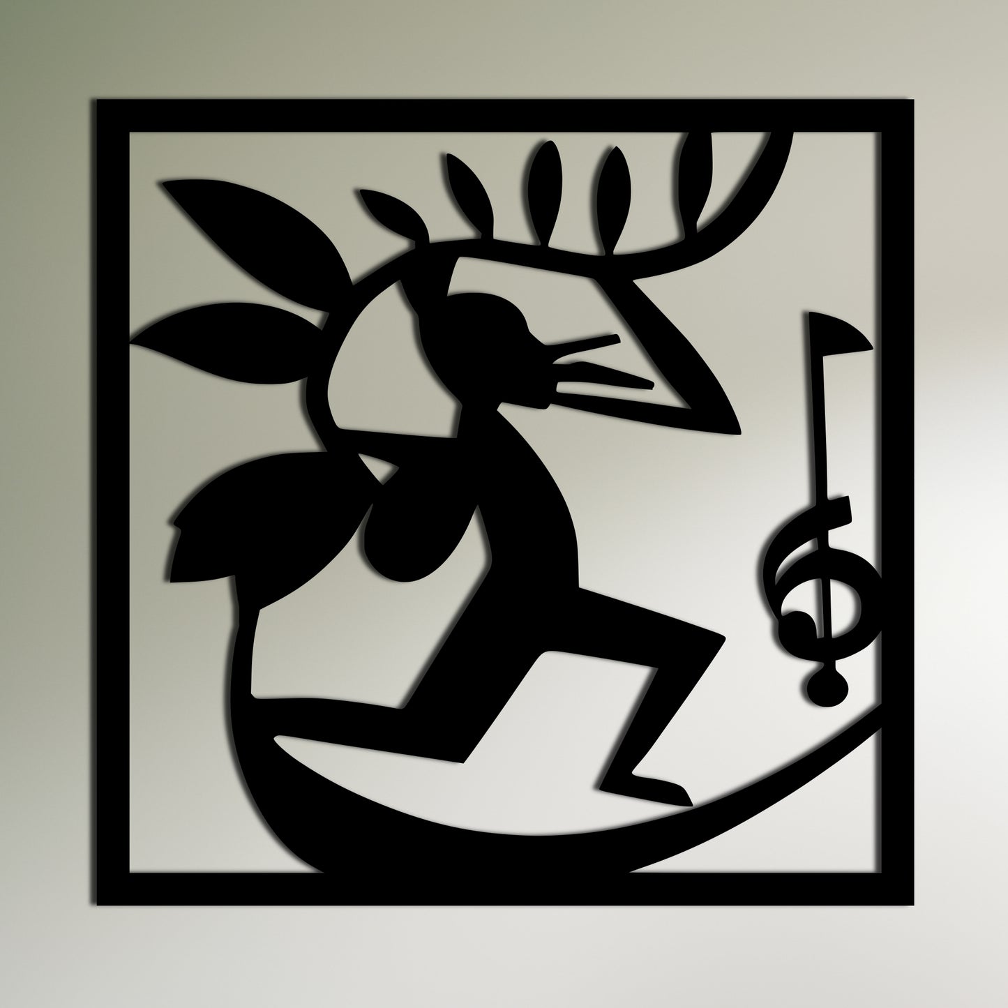 Kokopelli Dancing and Playing Music Metal Wall Art