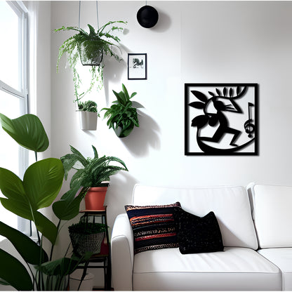 Kokopelli Dancing and Playing Music Metal Wall Art