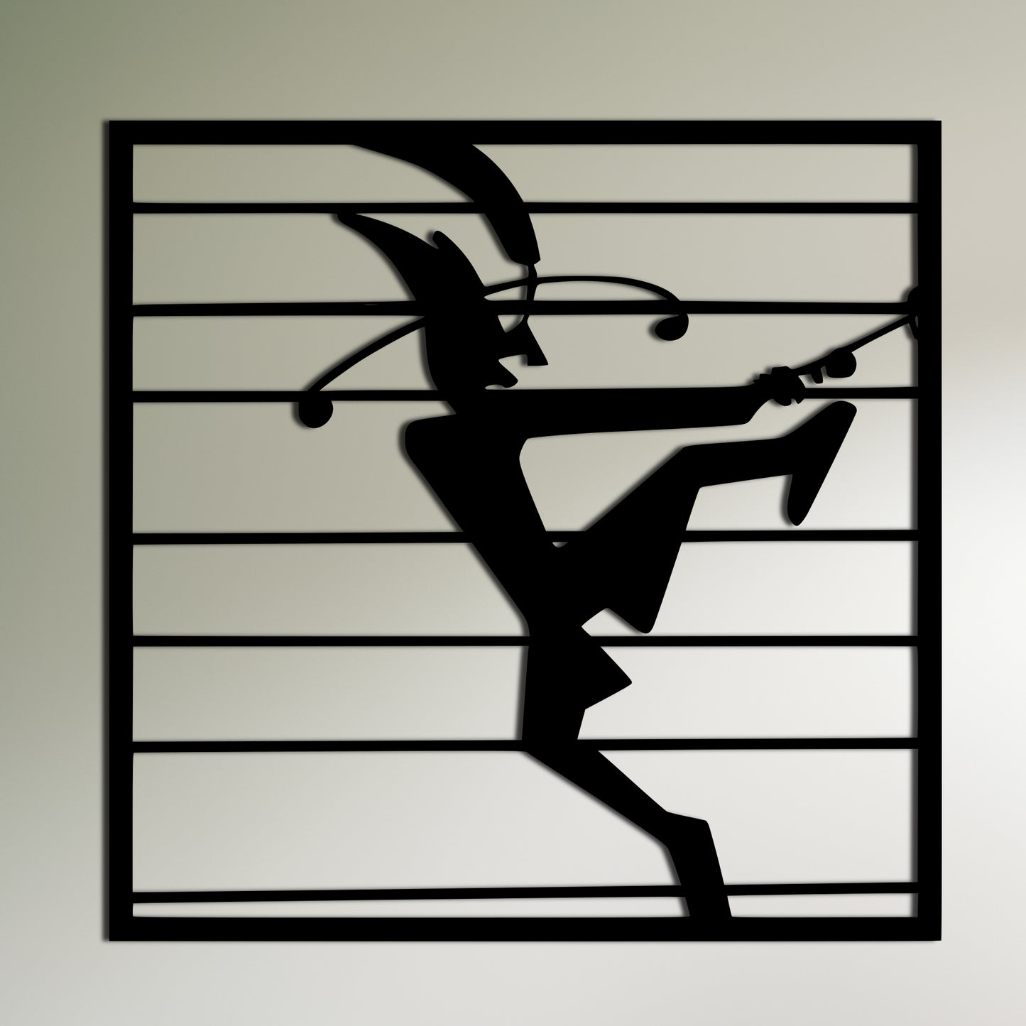 Kokopelli Dancing and Playing Trumpet Metal Wall Art