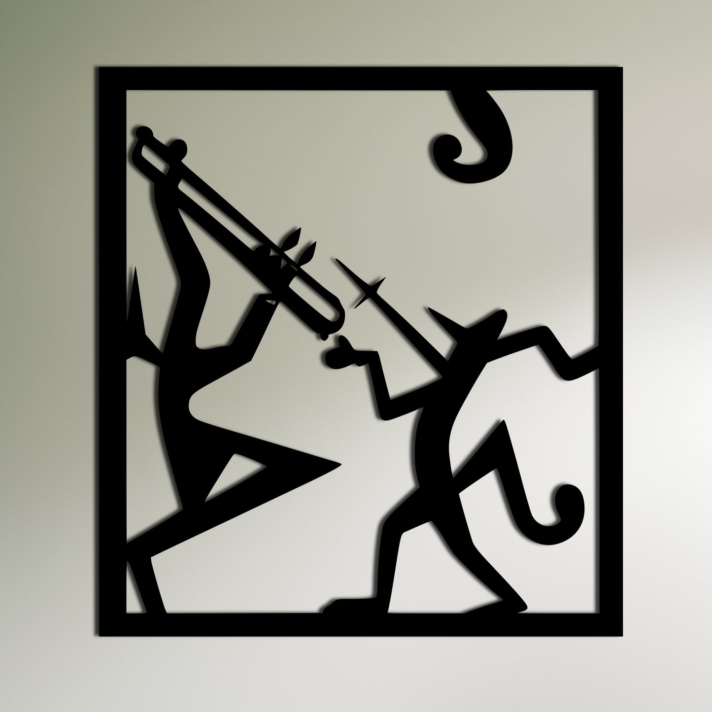 Kokopelli Duo Playing Flute Metal Wall Art