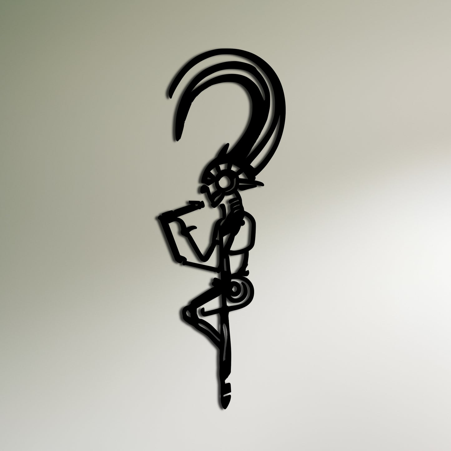 Kokopelli Line Art with Antenna-like Protrusions Wall Decor