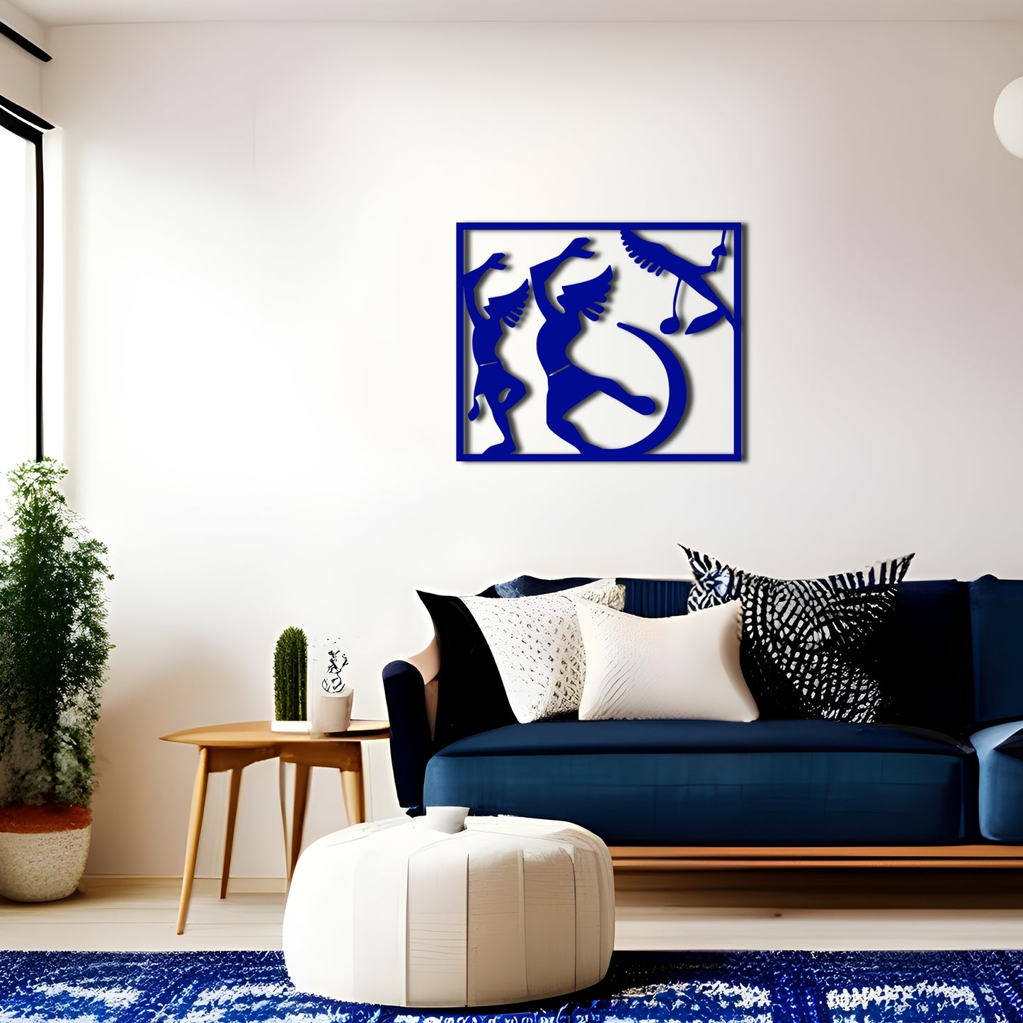 Kokopelli Silhouette Metal Wall Art with Rectangle Border