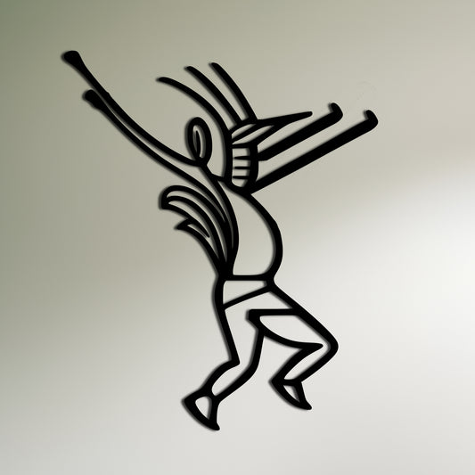 Kokopelli Tribal Dance Line Art Metal Wall Decor