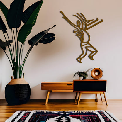 Kokopelli Tribal Dance Line Art Metal Wall Decor