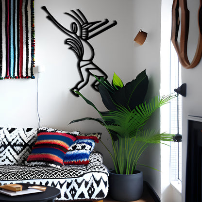 Kokopelli Tribal Dance Line Art Metal Wall Decor