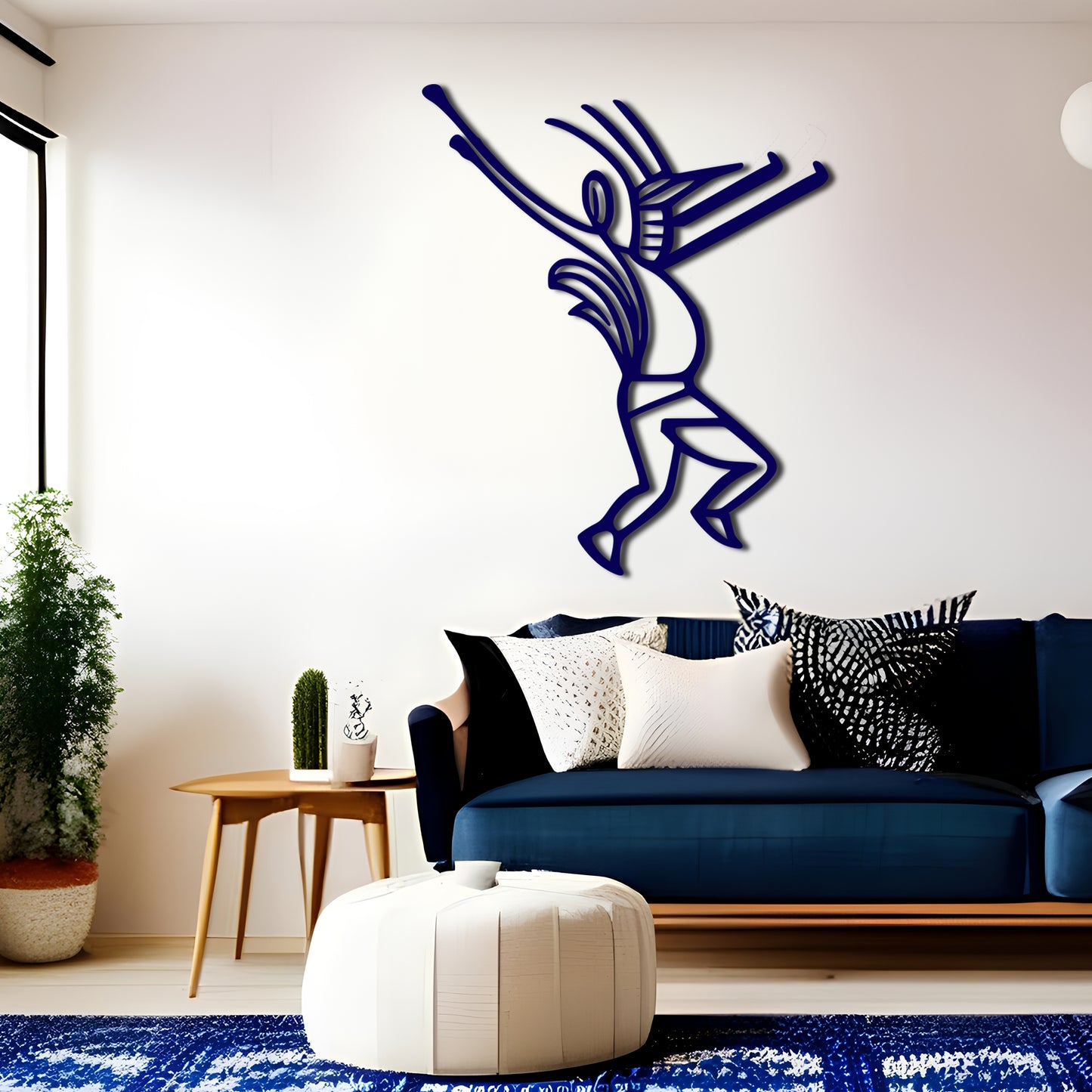 Kokopelli Tribal Dance Line Art Metal Wall Decor