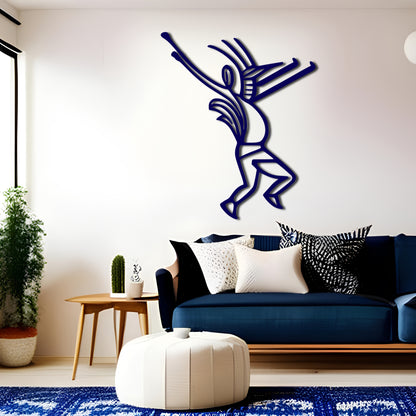 Kokopelli Tribal Dance Line Art Metal Wall Decor