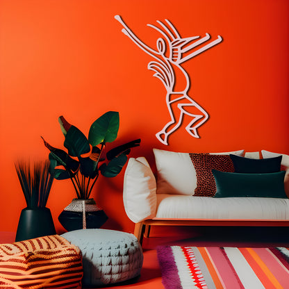 Kokopelli Tribal Dance Line Art Metal Wall Decor