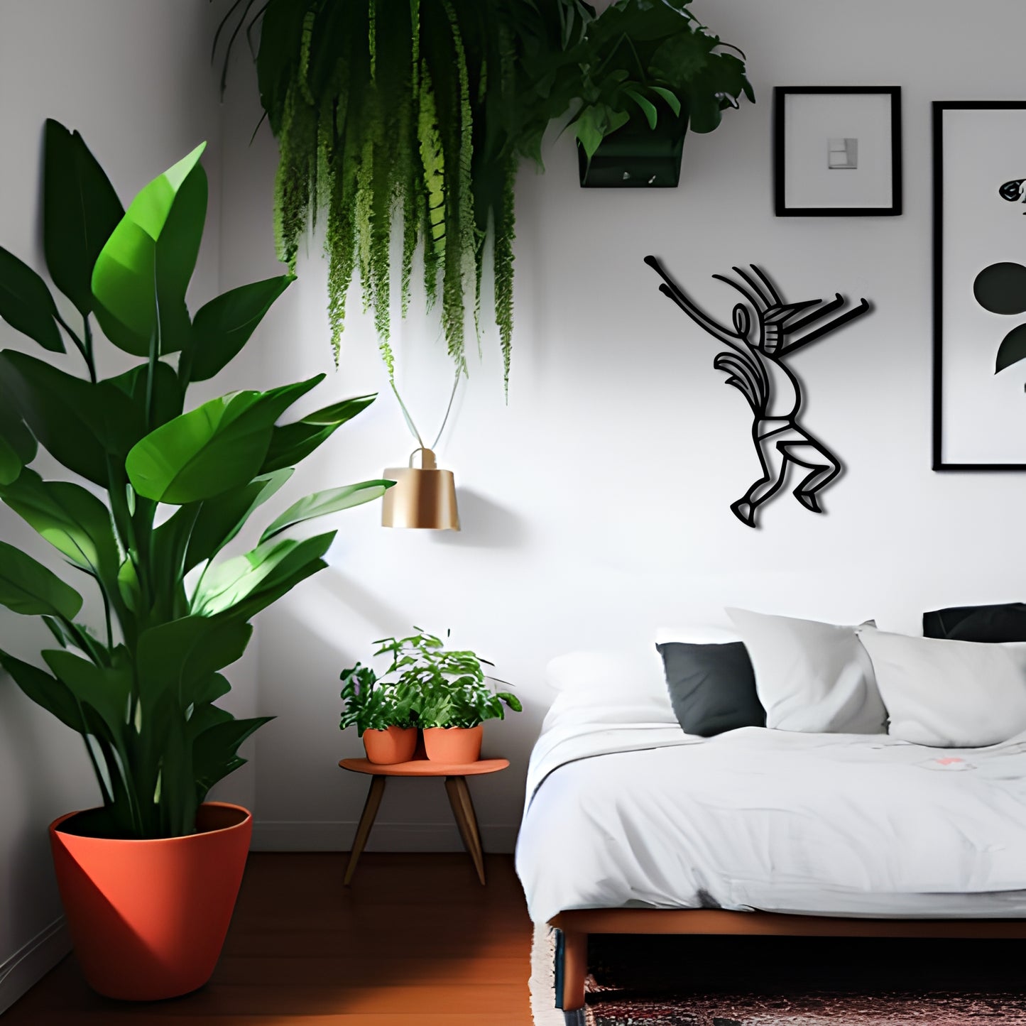 Kokopelli Tribal Dance Line Art Metal Wall Decor