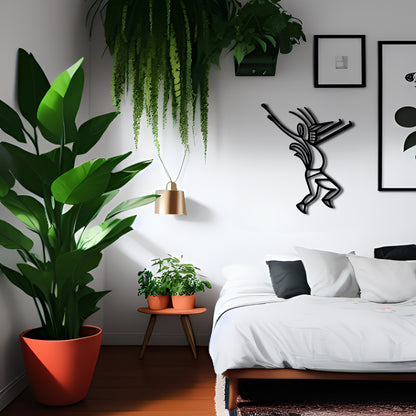 Kokopelli Tribal Dance Line Art Metal Wall Decor