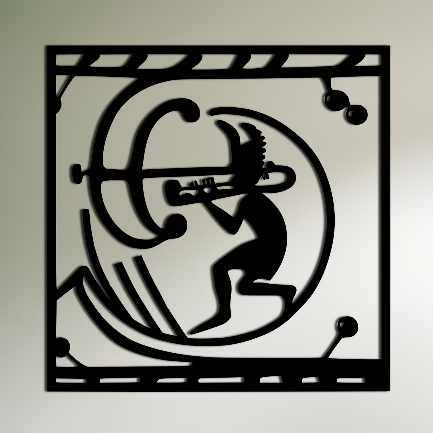 Kokopelli Trumpet Player Metal Wall Art