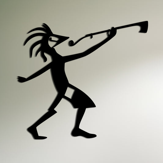 Kokopelli with Feathered Head Playing Trombone Wall Decor