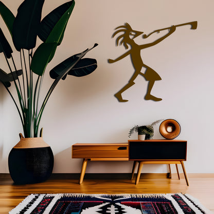 Kokopelli with Feathered Head Playing Trombone Wall Decor