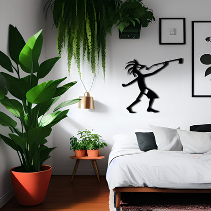 Kokopelli with Feathered Head Playing Trombone Wall Decor