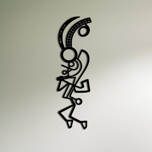 Kokopelli with Majestic Horns Metal Art Wall Decor