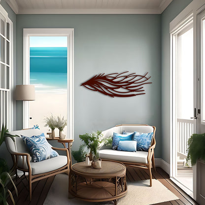 Leaf Pattern Inspired Fish Metal Wall Art