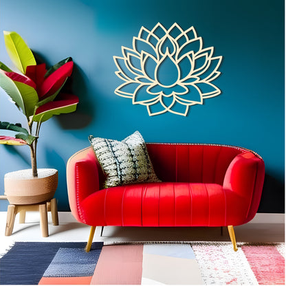 Lotus Meditation - Modern Lineart Metal Wall Art