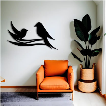 Minimalist Love Birds Metal Wall Art