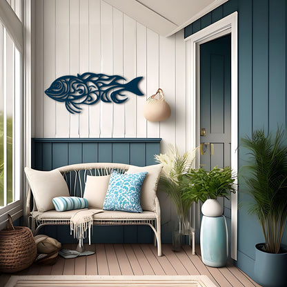 Polynesian-Inspired Dragon Fish Metal Wall Art for Ocean Lovers