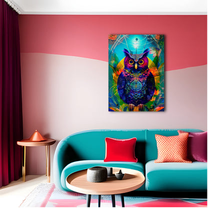 Radiant Morning Owl Psychedelic Metal Poster