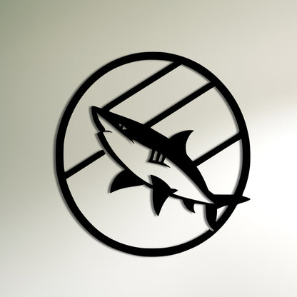 Shark Attack Circle: Metal Wall Art Inspired