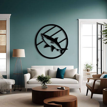 Shark Attack Circle: Metal Wall Art Inspired