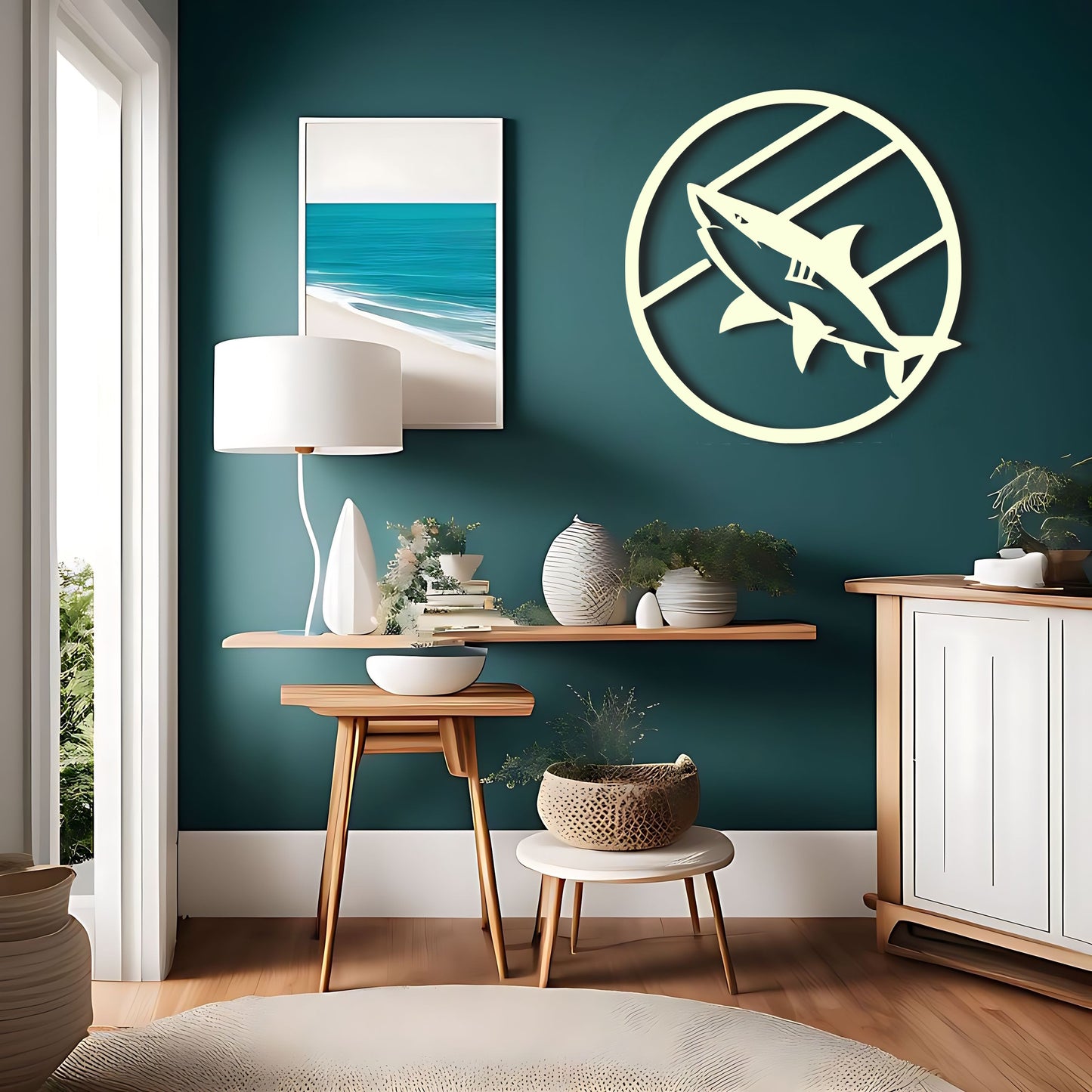 Shark Attack Circle: Metal Wall Art Inspired