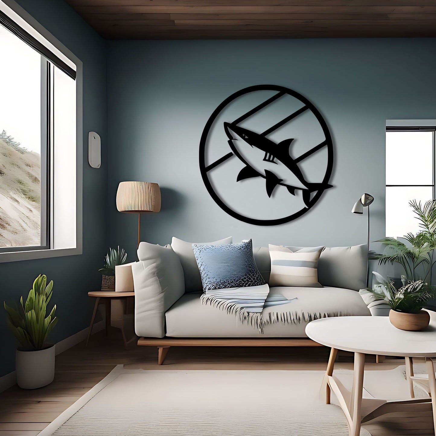 Shark Attack Circle: Metal Wall Art Inspired