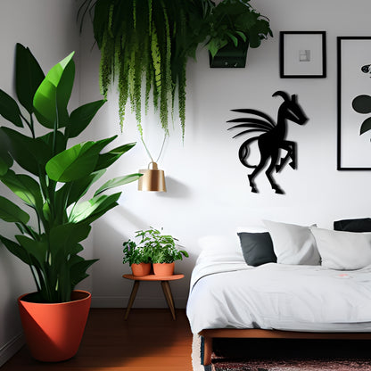 Silhouette of a Horse and Kokopelli - Metal Wall Art