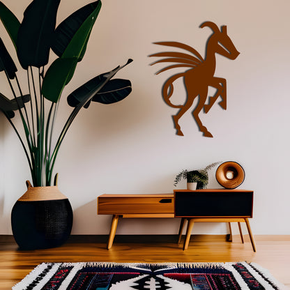 Silhouette of a Horse and Kokopelli - Metal Wall Art