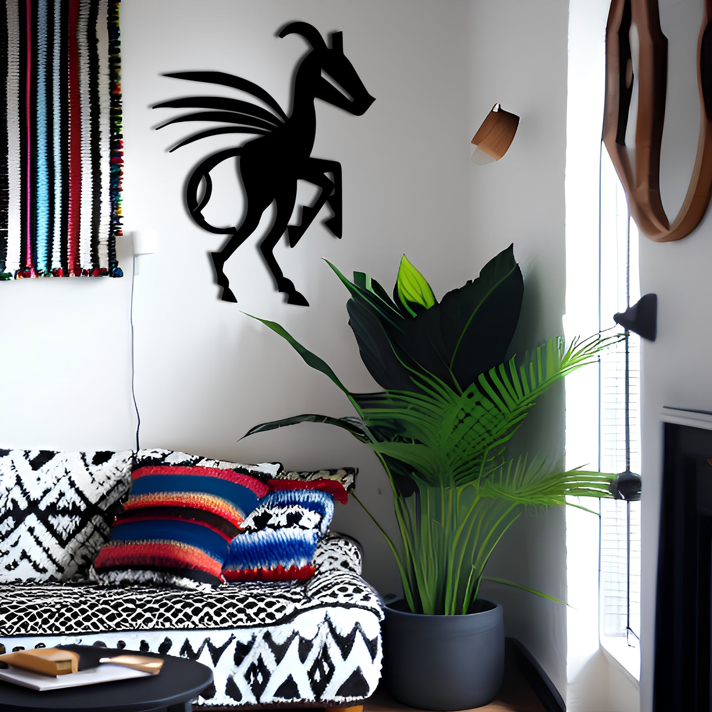 Silhouette of a Horse and Kokopelli - Metal Wall Art