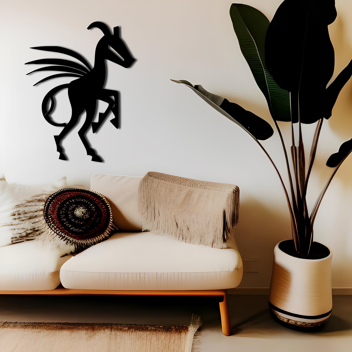 Silhouette of a Horse and Kokopelli - Metal Wall Art