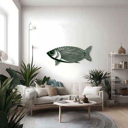 Symmetrical Fish Line Art Metal Wall Art Decor