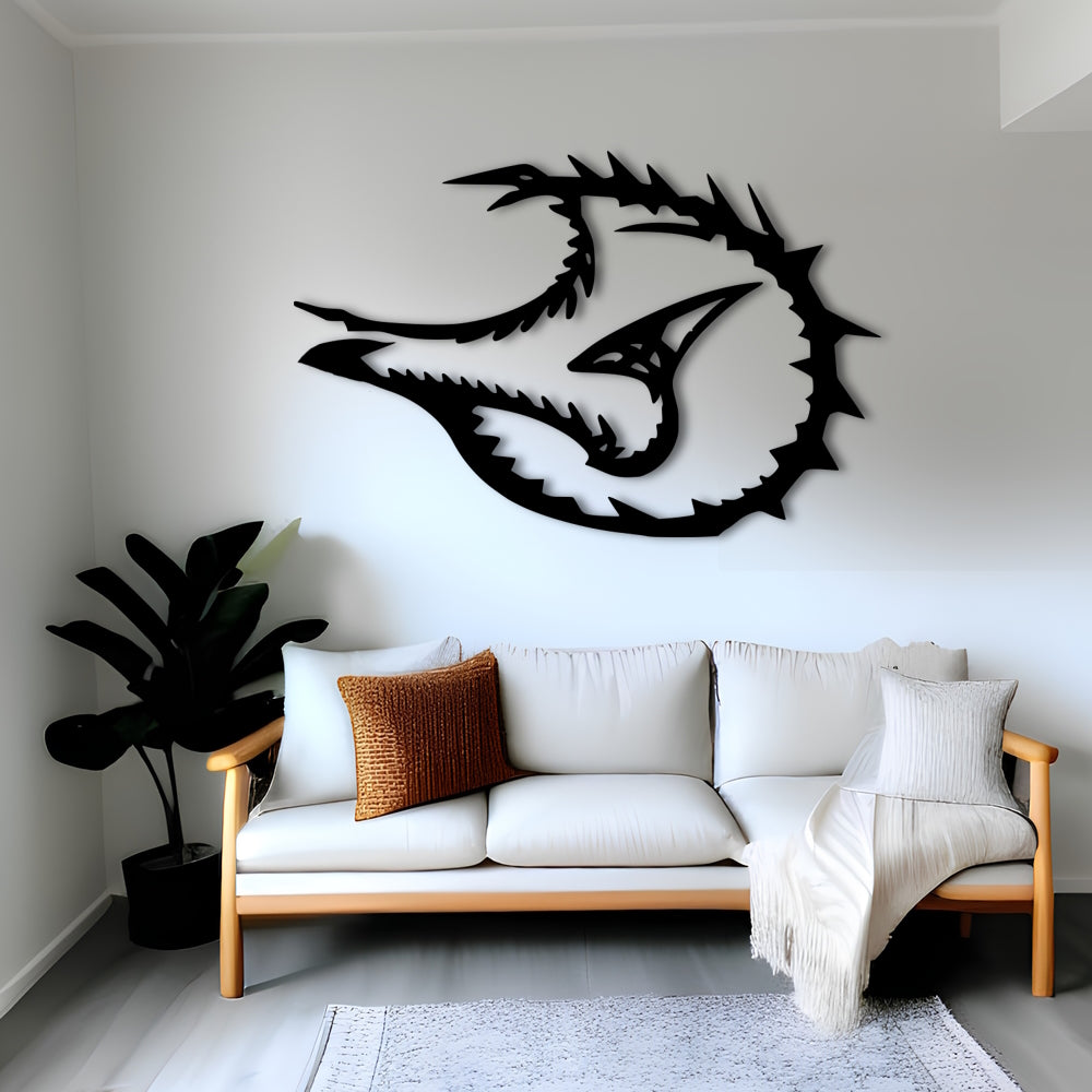 Tribal Flying Lizard Skeleton Metal Wall Art