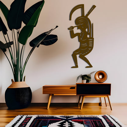 Tribal Kokopelli Playing Flute Metal Wall Art