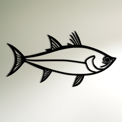 Tuna Fish Line Art - Unique Metal Wall Art for Fishing Enthusiasts