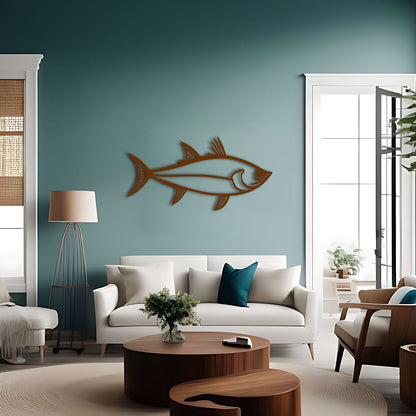 Tuna Fish Line Art - Unique Metal Wall Art for Fishing Enthusiasts