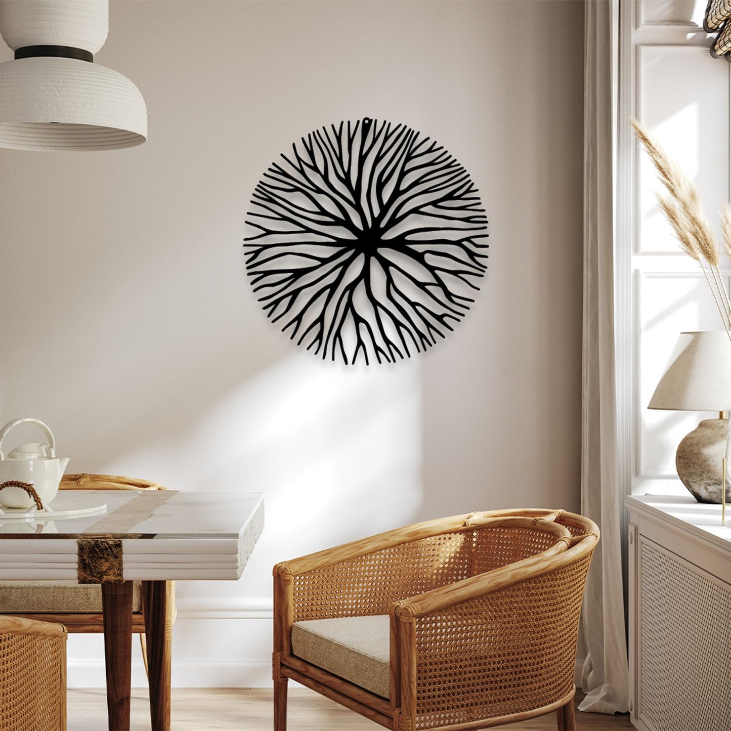 Tree Branch Circle Shape Metal Wall Art