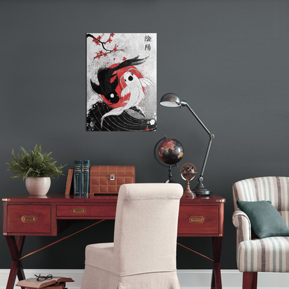 Koi Fish Yin Yang Metal Poster