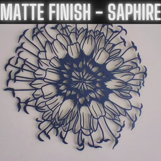 Blue Gem Flower Metal Wall Art