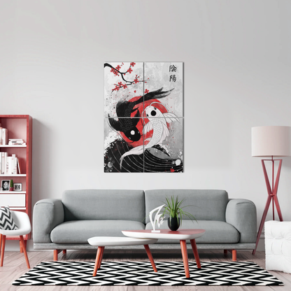 Koi Fish Yin Yang Metal Poster