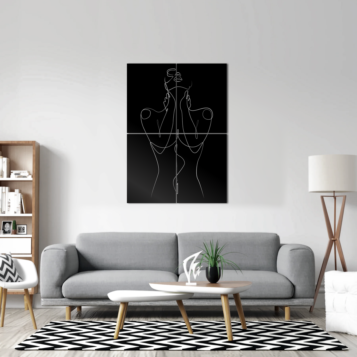 One Line Art Woman Metal Poster